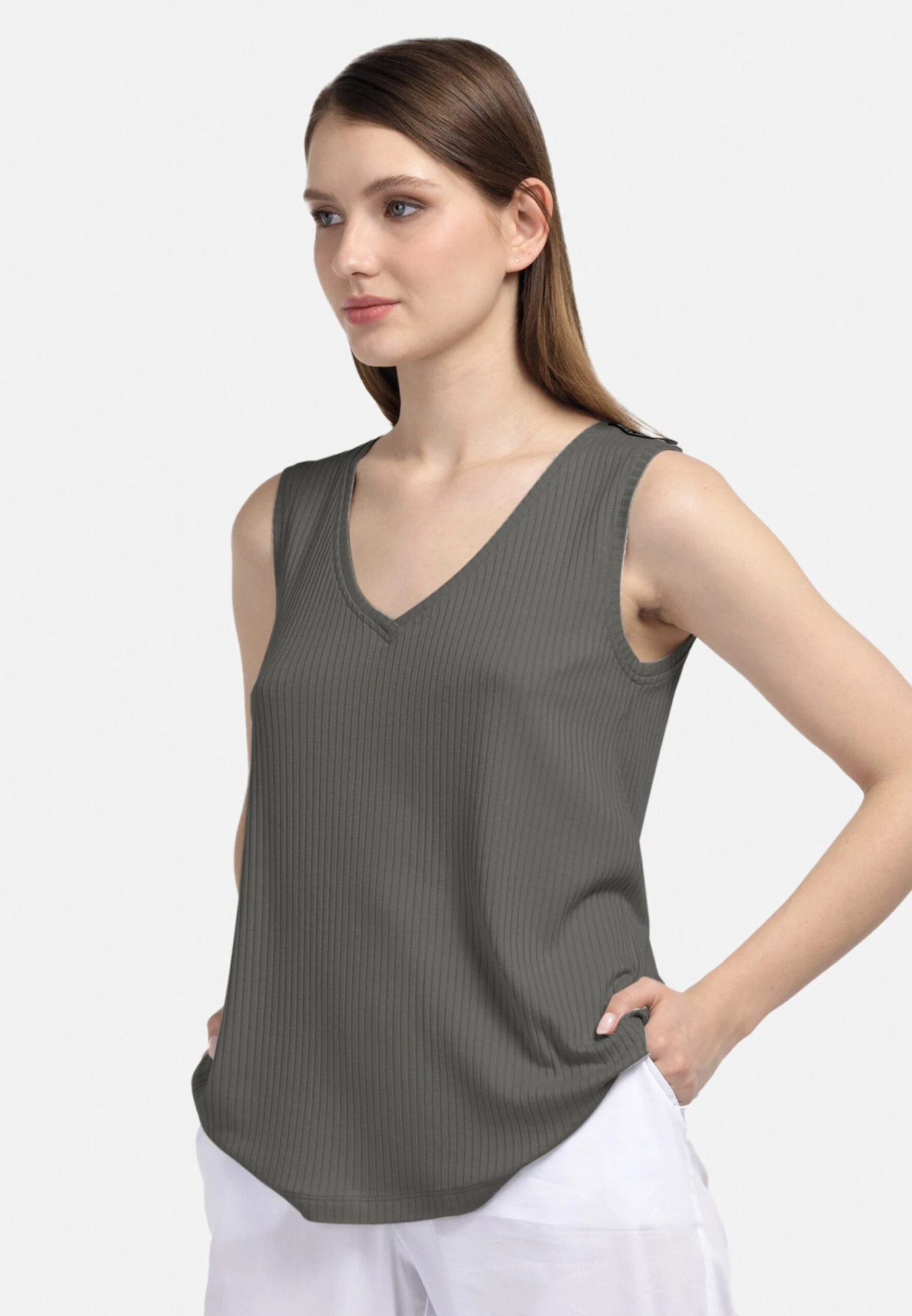 HELMIDGE Mouwloze Shirts Top Dames Groen 4 HELMIDGE Mouwloze Shirts Top Dames Groen - Afbeelding 4