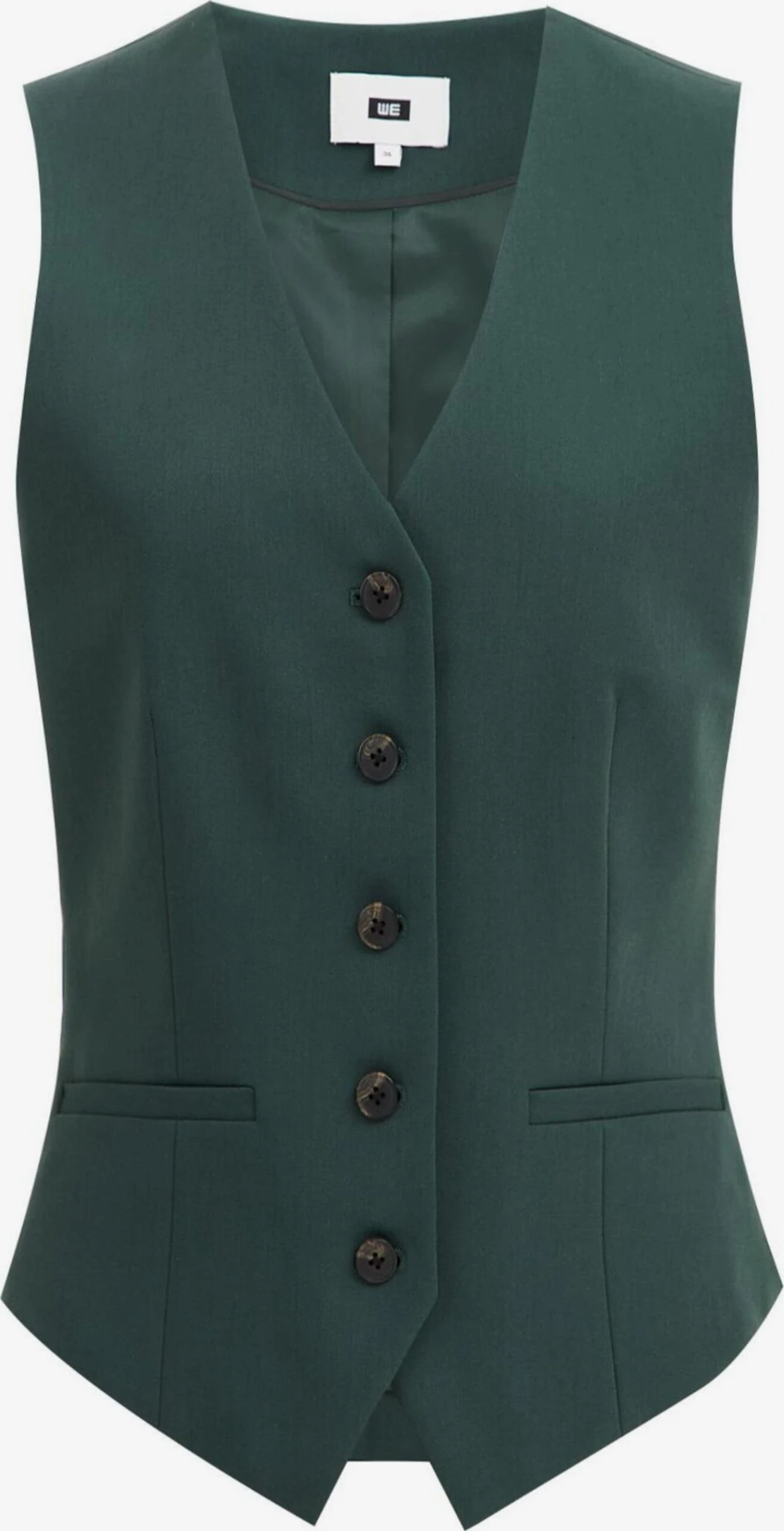 WE FASHION Klassieke Blazers Gilet Dames Donkergroen 1 WE FASHION Klassieke Blazers Gilet Dames Donkergroen