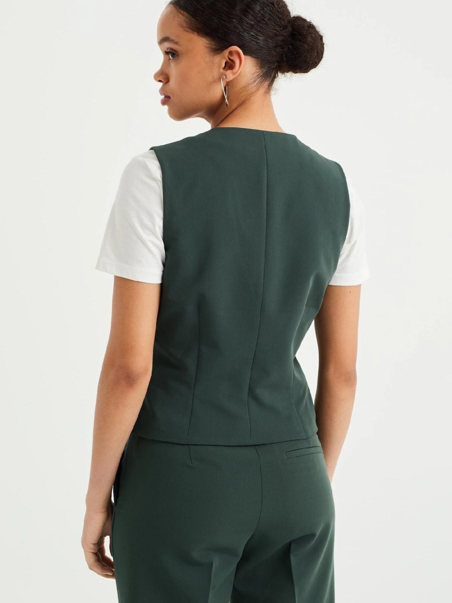 WE FASHION Klassieke Blazers Gilet Dames Donkergroen 3 WE FASHION Klassieke Blazers Gilet Dames Donkergroen - Afbeelding 3