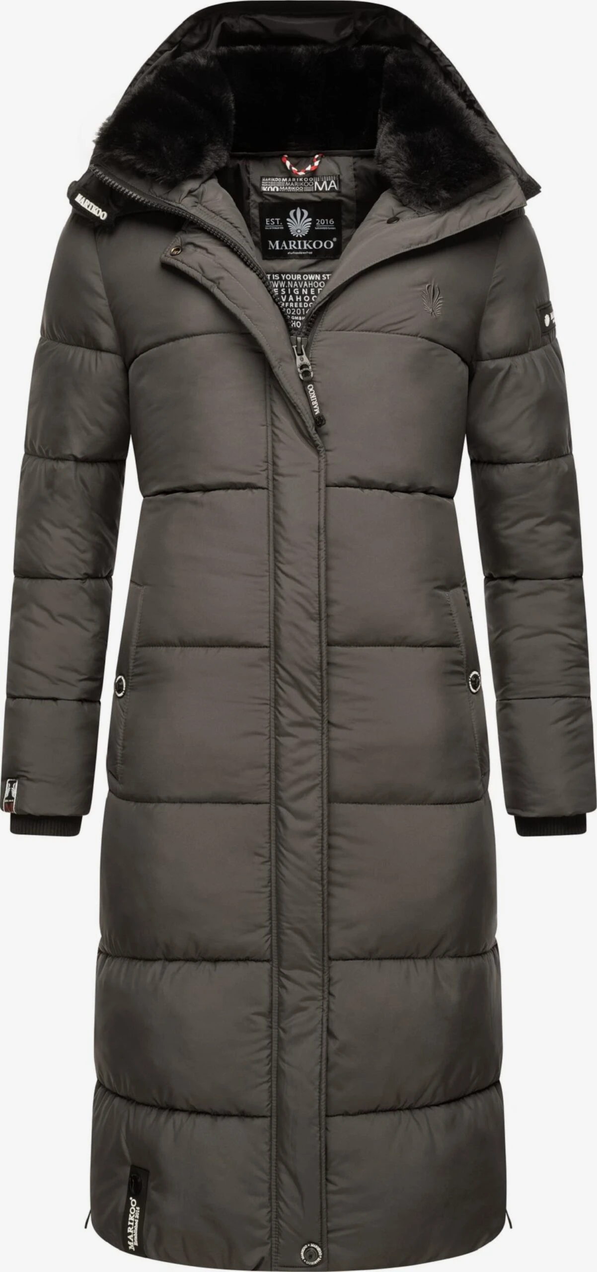 Marikoo Wintermantels Wintermantel Dames Antraciet 1 Marikoo Wintermantels Wintermantel Dames Antraciet