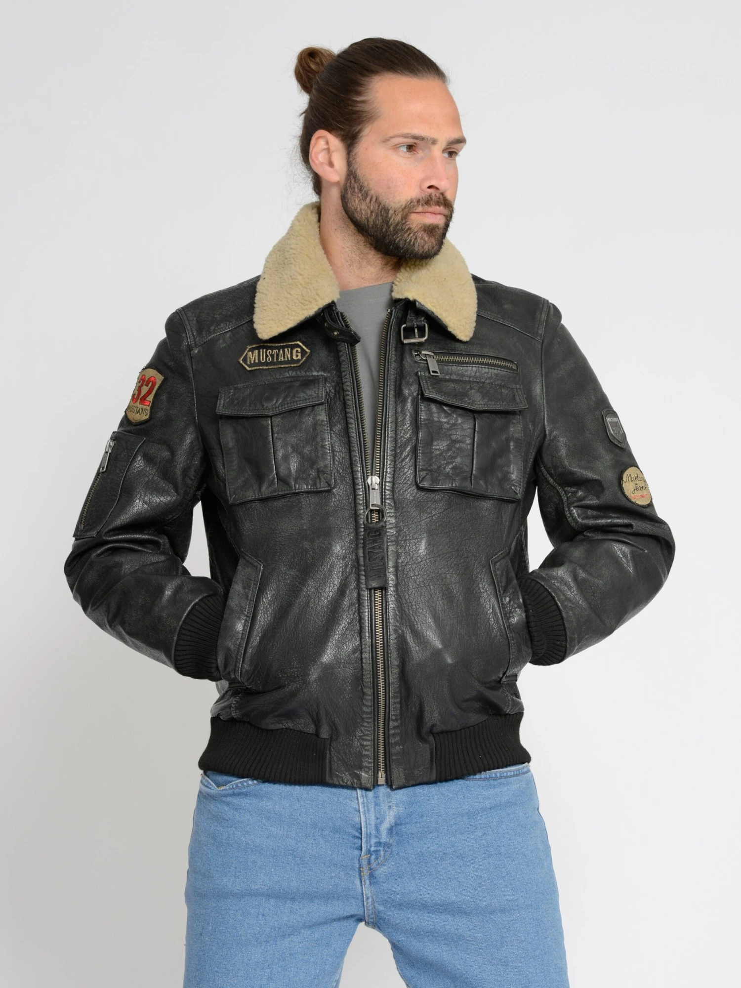Mustang Leren Jassen Tussenjas Karlstad Heren Zwart 2 Mustang Leren Jassen Tussenjas Karlstad Heren Zwart - Afbeelding 2